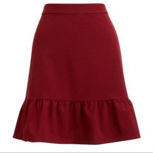 J Crew Mercantile Flounce Mini Skirt Burgundy